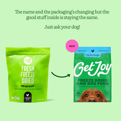 Get Joy liofilizado pollo, textura crujiente ideal para premiar