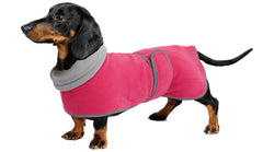Geyecete sudadera para Dachshund con cierre ajustable, ideal para paseos invernales.