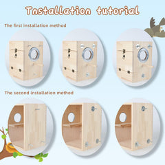 GINDOOR nido para pájaros de madera natural ofrece refugio cómodo