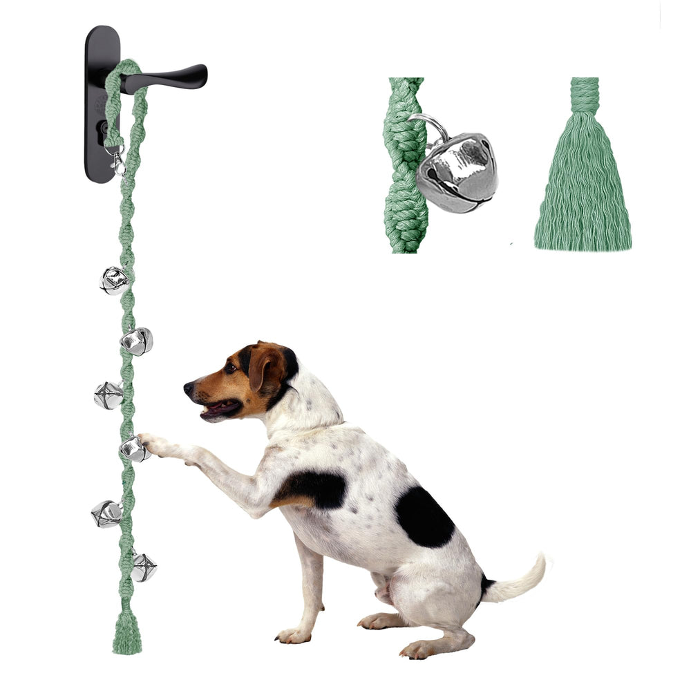 Ginidear Campanitas para Perro, ajuste de puerta, verde claro, facilita salidas al exterior.