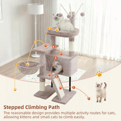 Gitelsnour Arbol Gatos Interior: juguetes-bolas colgantes para juego y exploración.