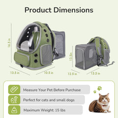 GixDix mochila expandible para gatos grandes, ofrece espacio cómodo durante el transporte