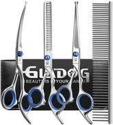 GLADOG tijeras profesionales 5 en 1 con puntas redondas para seguridad durante el cuidado del pelaje.