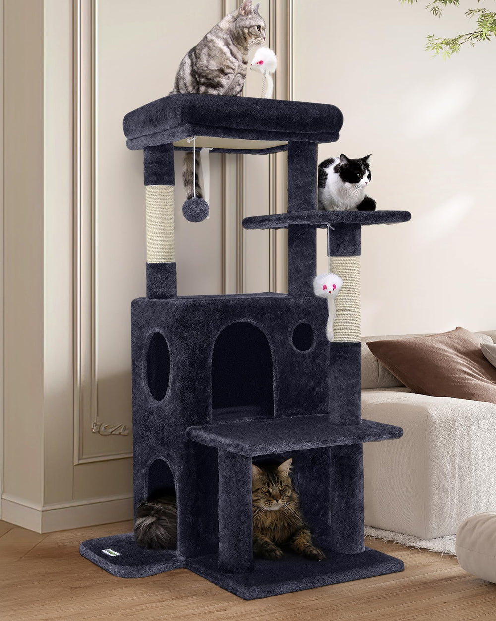 Globlazer Arbol Gato 50 pulgadas con dobles cabañas para descanso seguro