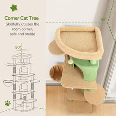 Globlazer árbol gatos cactus esquina: seis postes rasca para estimular juego y afilar uñas.