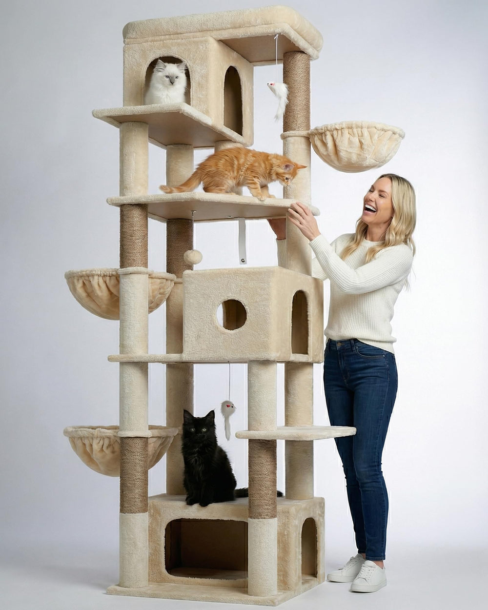Globlazer árbol para gatos grande con plataforma superior para descanso seguro