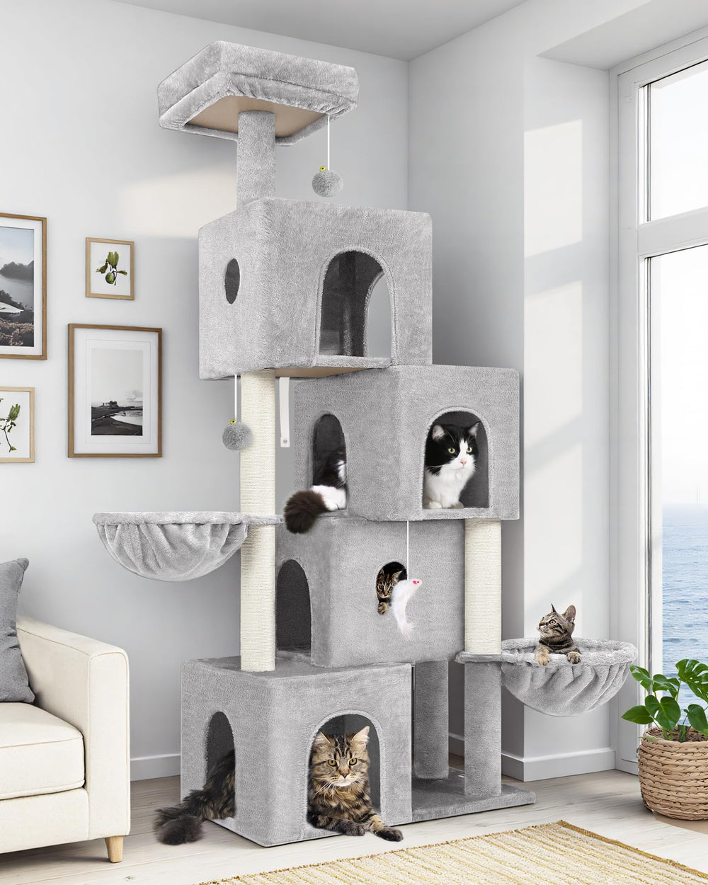 Globlazer árbol para gatos: torre alta de 70 pulgadas para descanso y observación.