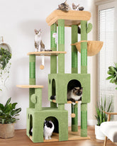 Torre cactus para gatos de Globlazer, plataforma superior amplia para descansar y observar.