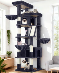 Globlazer torre para gatos de 80 pulgadas ofrece altura para observar y descansar con confort.