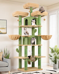 Globlazer torre gato cactus grande, primer plano, ideal para entretenimiento diario de los felinos.