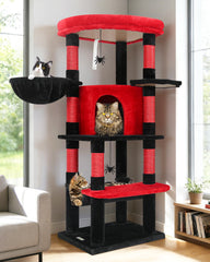 Globlazer torre para gatos en esquina gótica muestra diseño estable para rincones