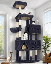 Torre Globlazer de 81 pulgadas en gris oscuro, ideal para gatos grandes y activos.