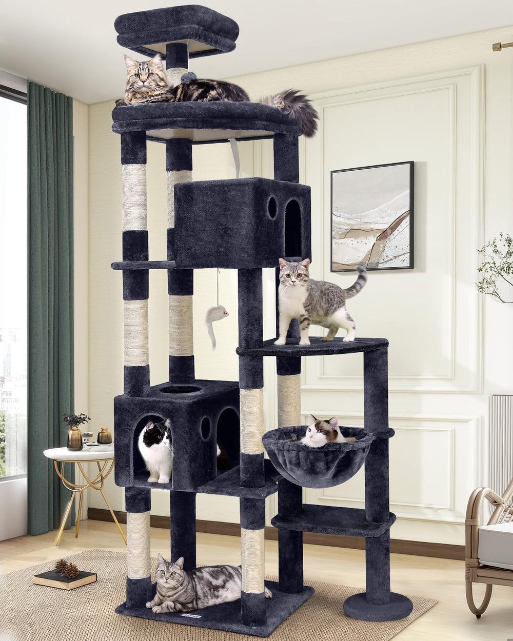 Globlazer torre para gatos 83 pulgadas en interiores, descanso cómodo para felinos grandes