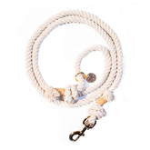 Glow Pups correa de perro cuerda tejida blanca, agarre suave para paseos diarios