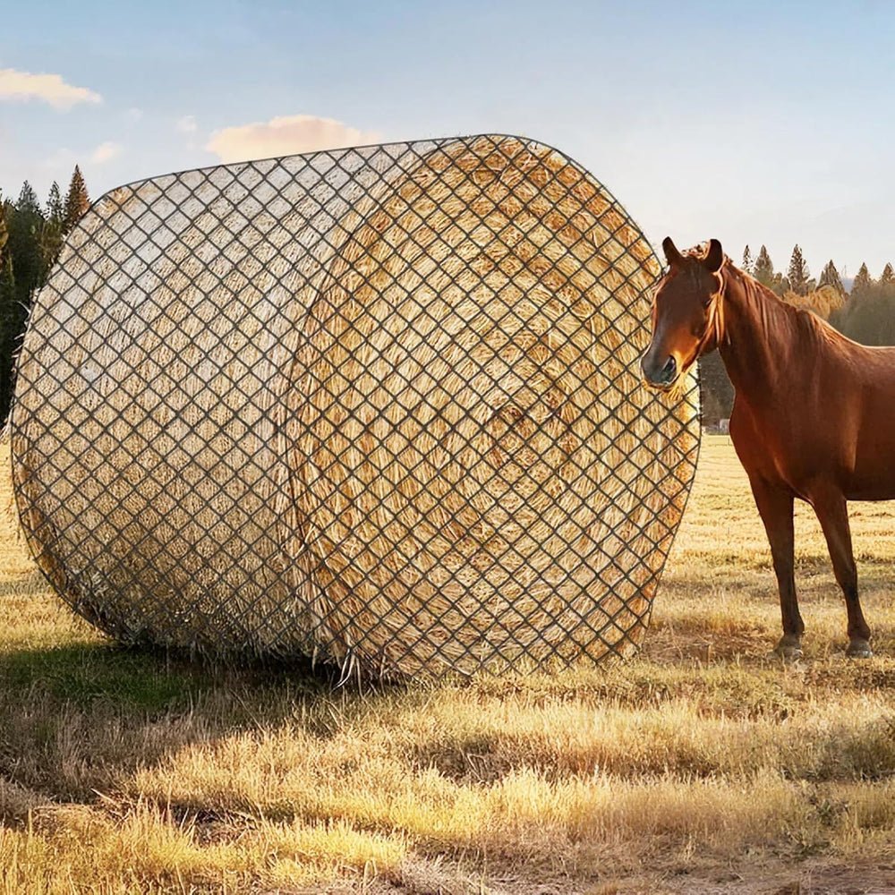 GmTonty red de heno redonda 5x5ft en pasto, control de consumo suave