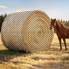 GmTonty red de heno redonda 5x5ft en pasto, control de consumo suave