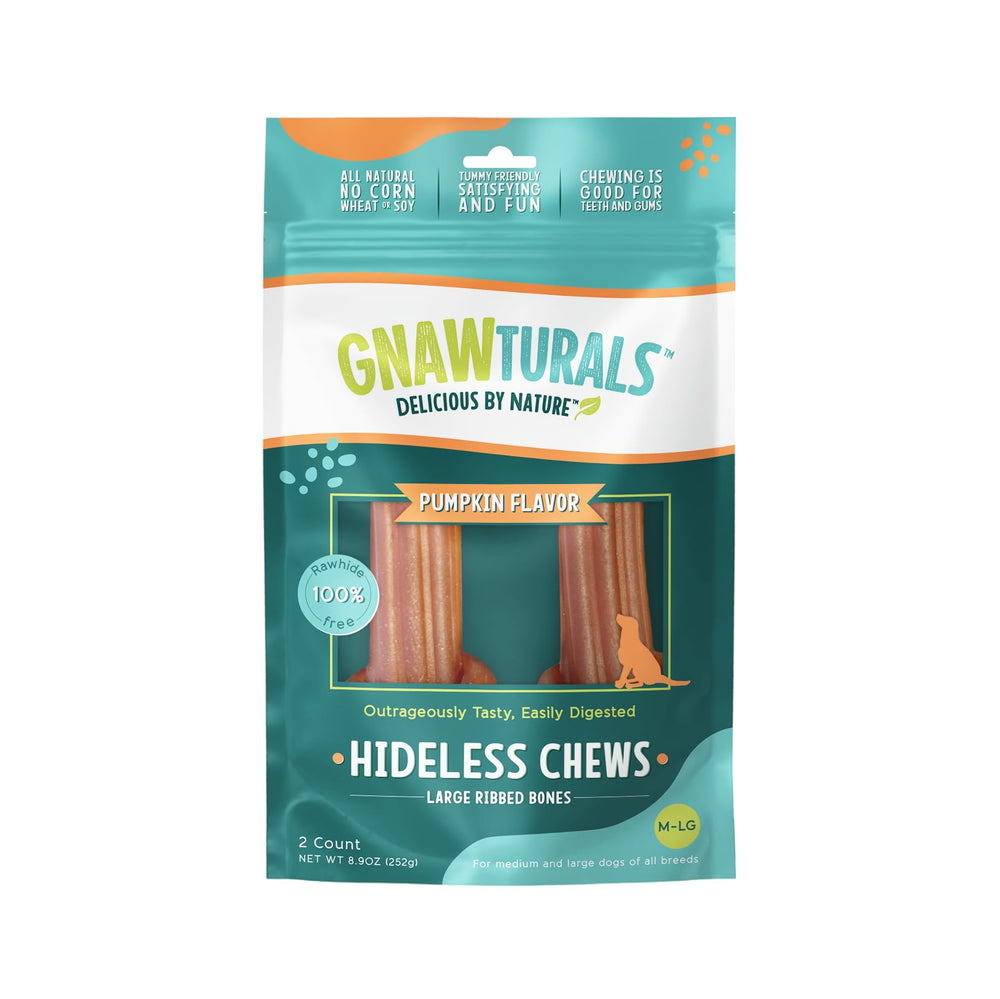 Gnawturals Huesos estriados – dos piezas para perros grandes, masticación segura.