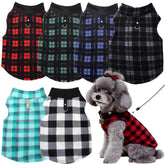 Goaste suéteres para perros, vista frontal con diseño a cuadros, ideal para mantener al animal cómodo en invierno.
