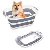 Goderewild bañera plegable para mascotas, vista desplegada lista para baño.