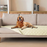Funda gogobunny impermeable de doble cara sobre el sofá, protege el mueble