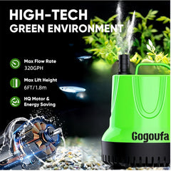 Gogoufa: bomba sumergible para acuario, estanque e hidroponía
