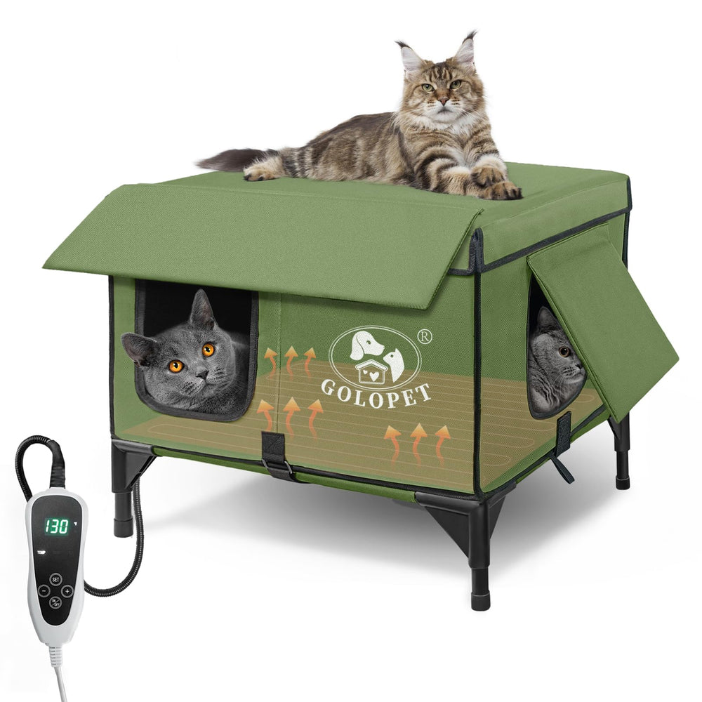 GOLOPET casa-gato-caliente exterior ofrece refugio seguro y cómodo para gatos al aire libre