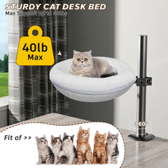 Gomyrod cama para gato en escritorio, rotación de 360° para visualizar el entorno.