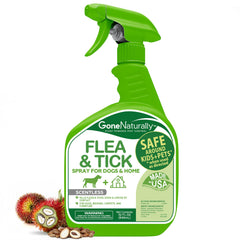 GoneNaturally spray-pelo-perro: aplicación directa para controlar pulgas y garrapatas.