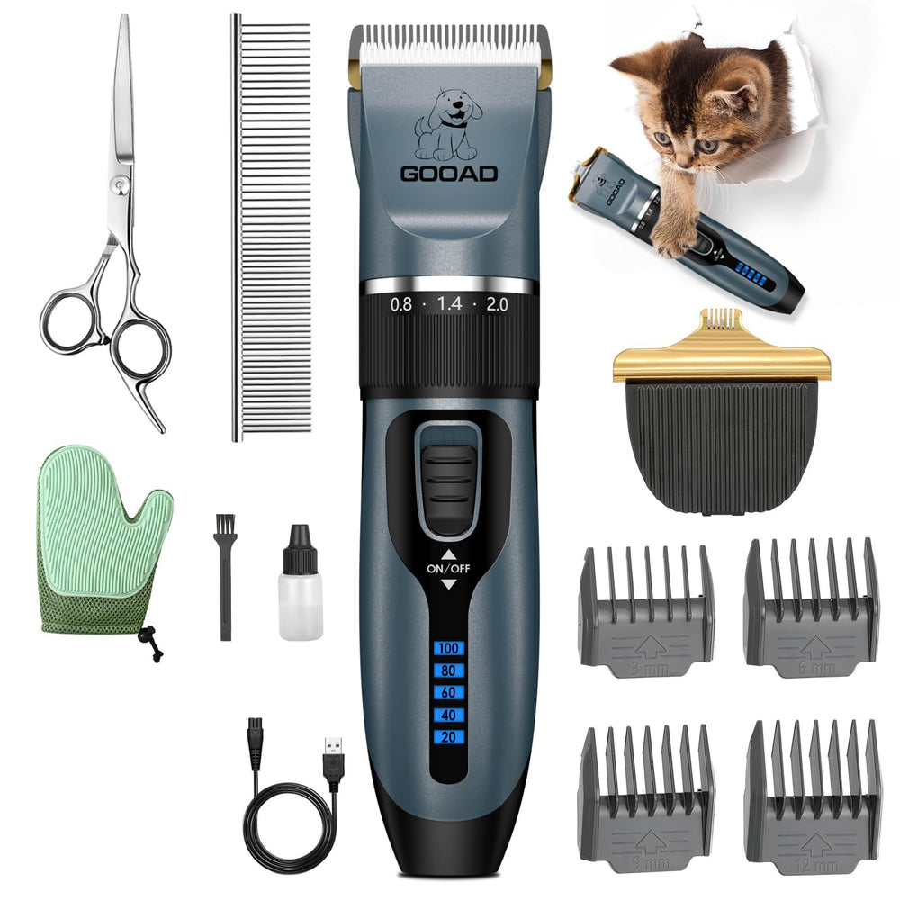 Gooad cortapelos profesional azul inalámbrico para grooming en casa.