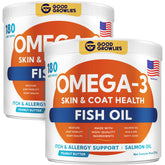 GOODGROWLIES Omega3 para perros, botella, soporte para piel y pelaje.