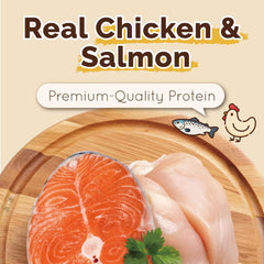 Gootoe doble sabor salmon exterior, pollo interior: sabor agradable para perros quisquillosos.
