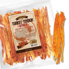 Gootoe Tendones de Pavo: empaque de 1 lb para perros pequeños, masticación prolongada.