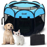 Goozii jaula de juego para perros portátil, vista frontal, amplio espacio para jugar