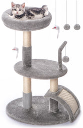Goozii torre grande para gatos con poste de rascar, ideal para ejercicio diario.