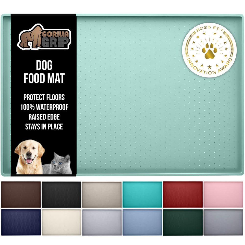 GORILLA GRIP: alfombrilla de comida para mascotas 23x15 cm en menta, captura derrames