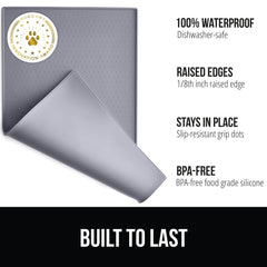 GORILLA GRIP borde elevado para contener líquidos alrededor de la comida.