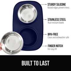 GORILLA GRIP: comederos de acero inoxidable de 2 tazas, duraderos y fáciles de limpiar.