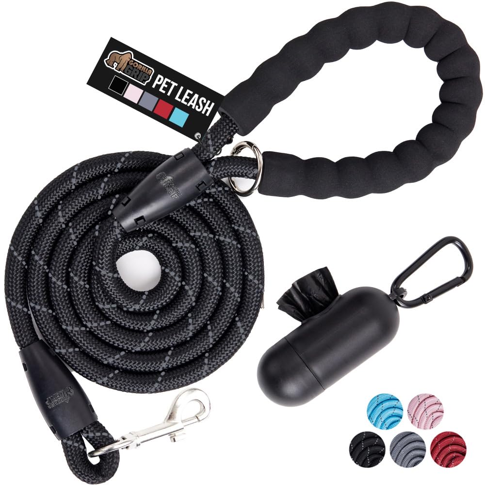 GORILLA GRIP: correa para perros reflectante para paseos nocturnos seguros