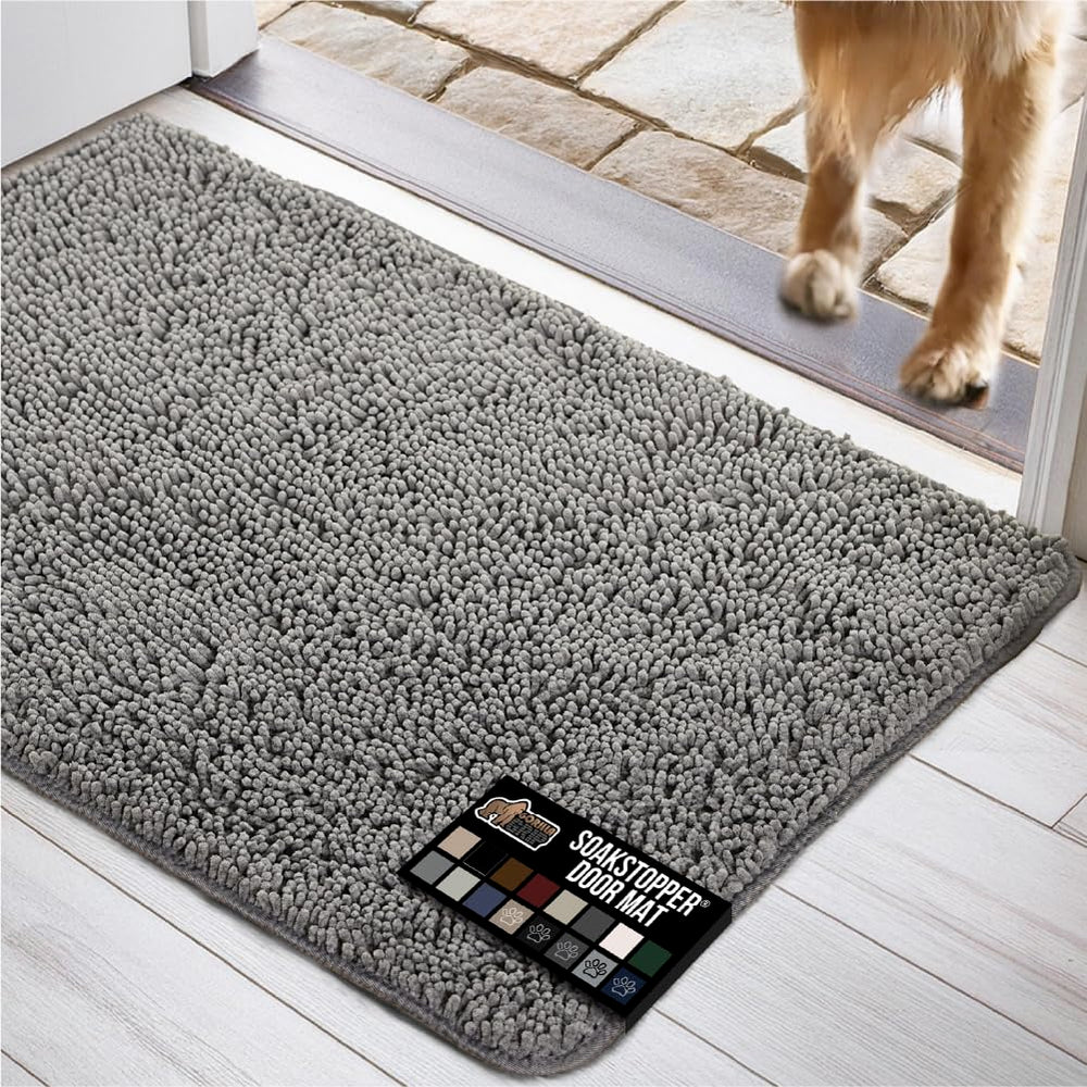 GORILLA GRIP SOAKSTOPPER alfombrilla de entrada absorbente en chenille para pisos limpios.