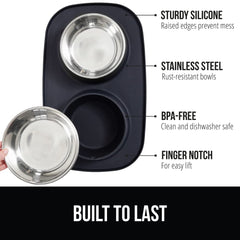 GORILLA GRIP tazones acero inoxidable 2 tazas para mascotas.