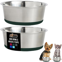 Tazones Gorilla Grip para perros en acero inoxidable para comida y agua.