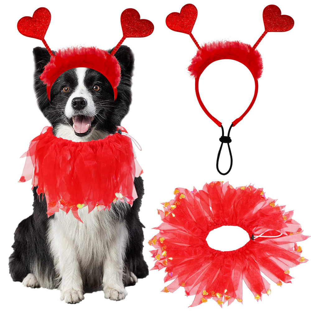 Diadema GOYOSWA para perro con corazón glitter, ideal para fotos festivas.