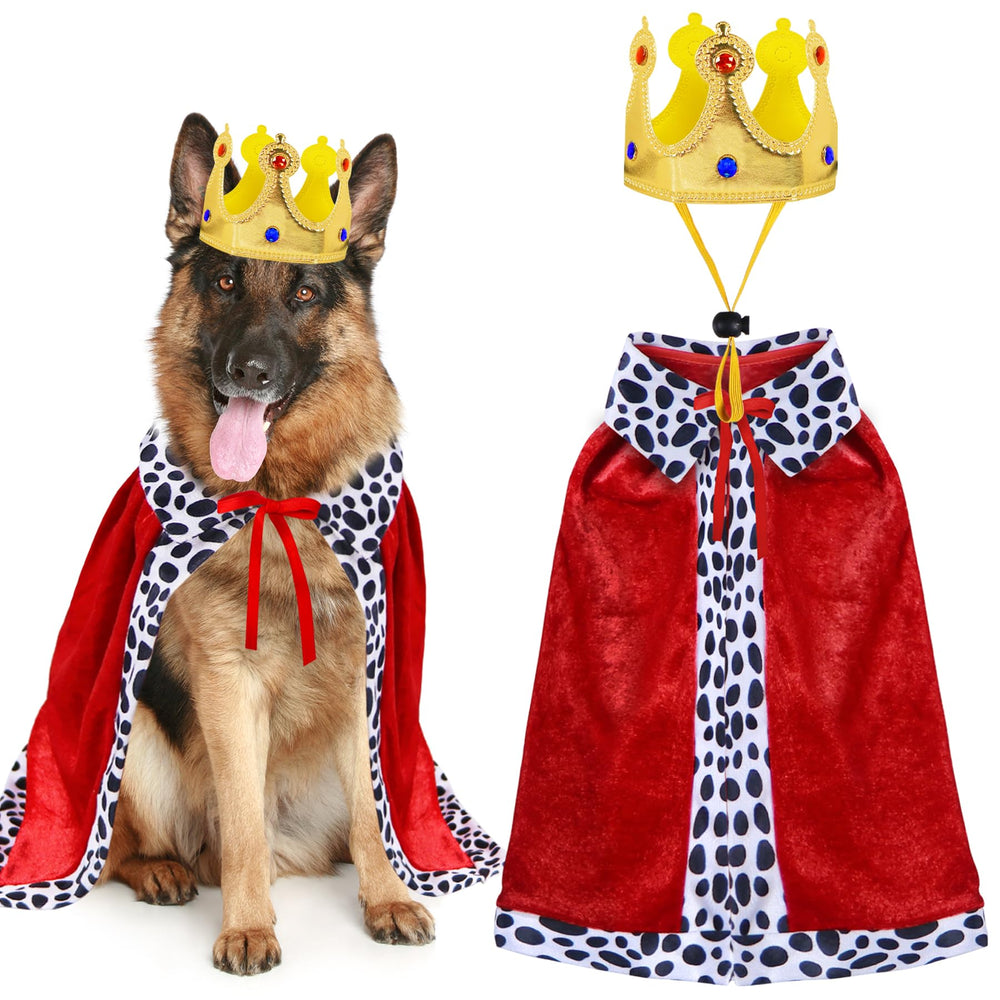 GOYOSWA disfraz de perro rey con manto rojo para Halloween