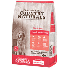 Grandma Mae's Country Naturals Alimento Seco para Perros con Cordero, bolsa 25 libras, sin granos.