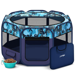 Grandtail jaula-juego para perros con malla, buena ventilación y visión de 360 grados