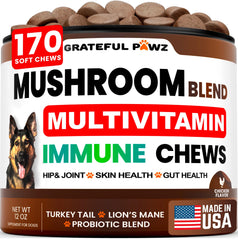Grateful Pawz cola de pavo: suplemento para perros, botella con vertido, apoya defensa inmunitaria.