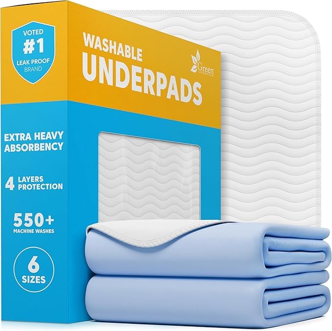 GREEN LIFESTYLE Almohadillas cama 34x36 azul, protección impermeable para el colchón.