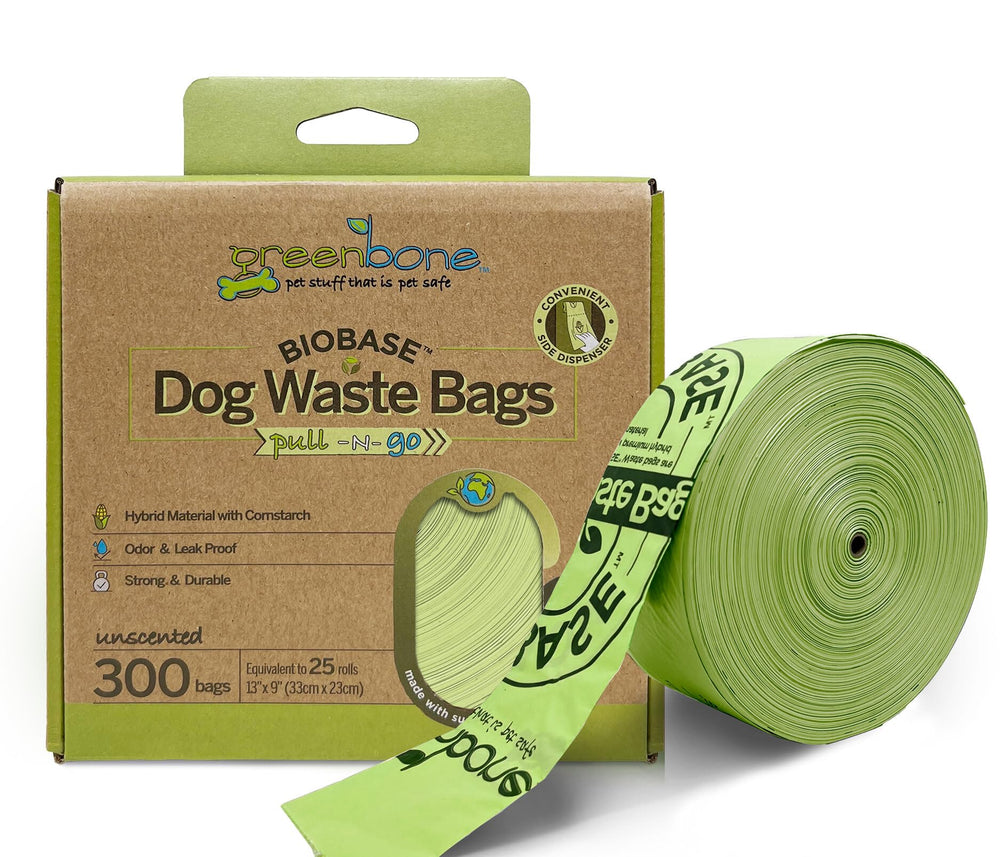 Greenbone BioBase rollo de 300 bolsas para desechos de mascotas, práctico para paseos.