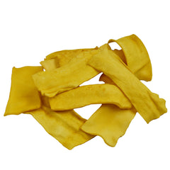 GreenCow Rawhide Chips, durabilidad para masticación prolongada, ideal para perros grandes.