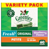 Greenies original sabor 3-pack mejora la limpieza bucal al masticar y aliento más fresco.